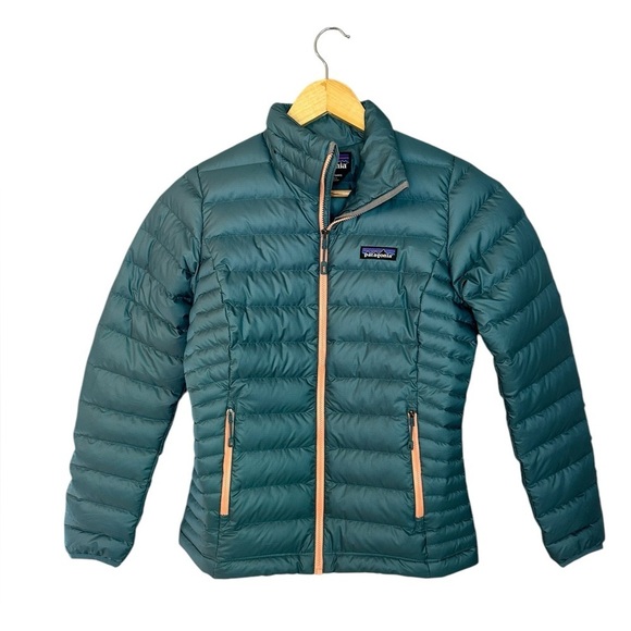 Patagonia Down Puffer Coat Womens XXS Teal Quilted Lightweight Jacket - Picture 2 of 6